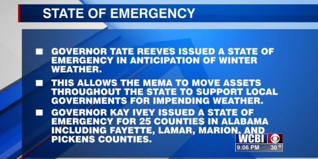 Alabama declares emergency for 25 counties before winter storm