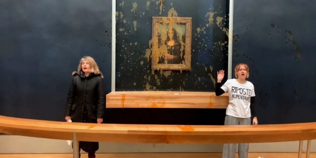 Protesters threw soup at the iconic 'Mona Lisa' in a bold act of protest