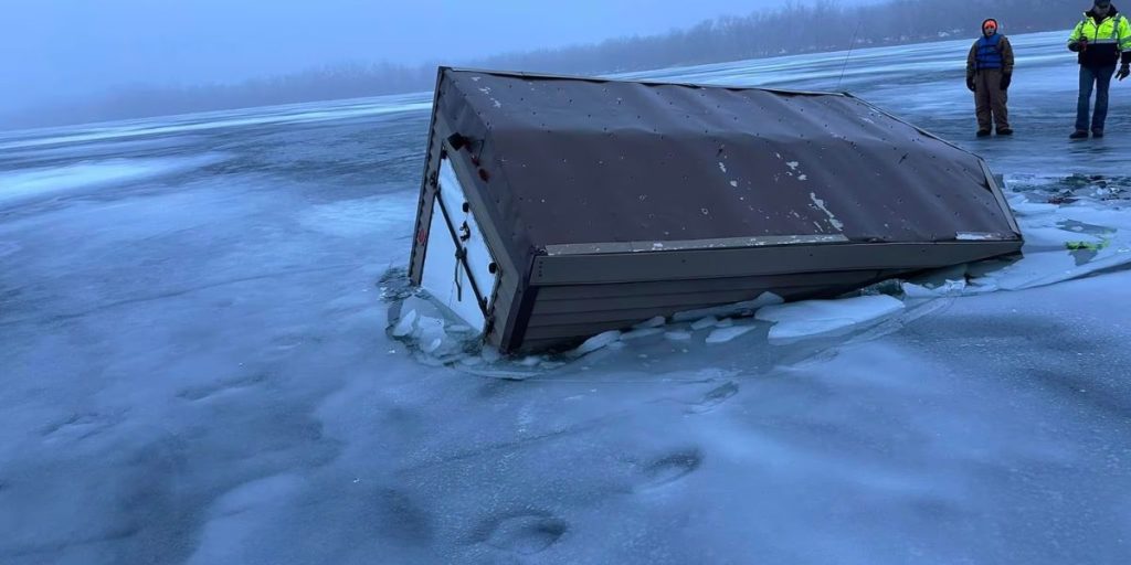 Watch How These Nebraska Ice Fishermen's Narrowly Escape from Submerged Shack