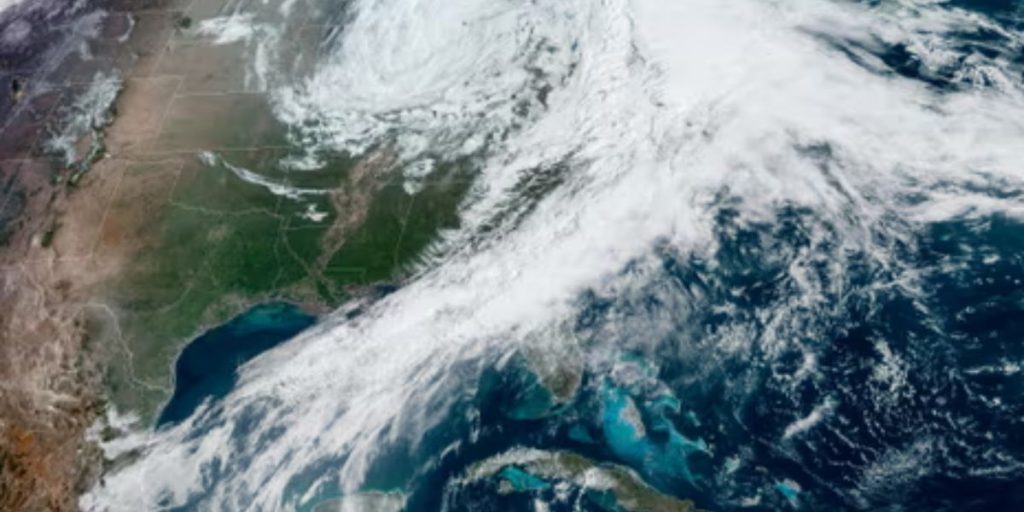 Satellite image captures cyclone storm sweeping through Michigan and southern states